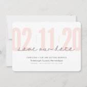 日付を大きな数モダンのピンク色の黒で保存 招待状 (正面)