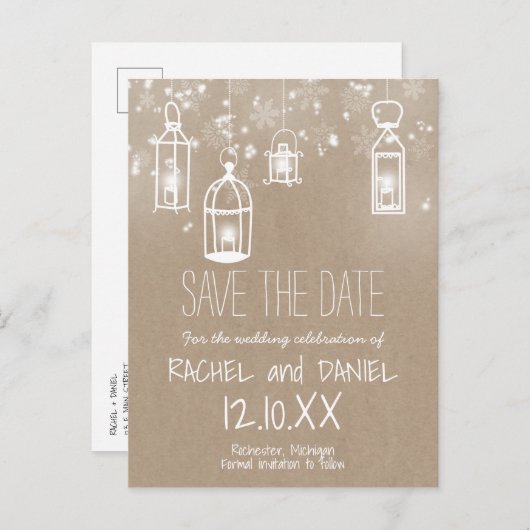 日付を守る冬の灯籠クラフト 案内ポストカード (正面/裏面)