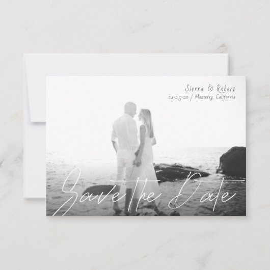 日付を小さな滑らかなストロークの告知を保存 招待状 (正面)