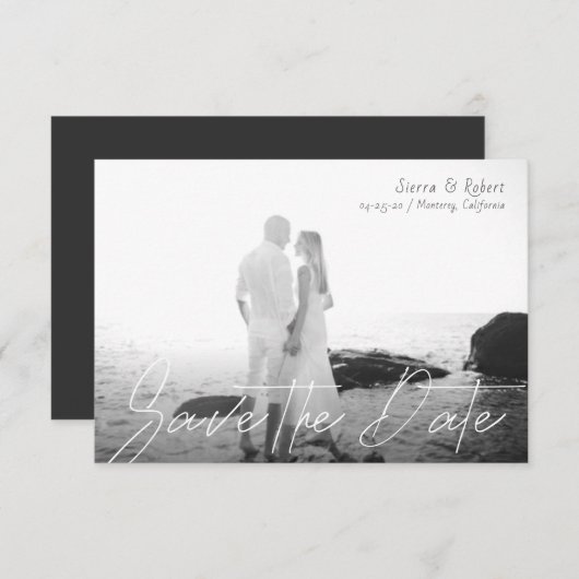 日付を小さな滑らかなストロークの告知を保存 招待状 (正面/裏面)