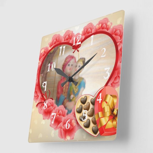 日付を愛し、大切にする スクエア壁時計 (傾斜)