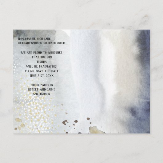 日付を感動的守るキリスト教の卒業 案内ポストカード (裏面)