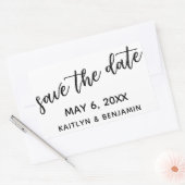 日付を手書き入力モダンタイポグラフィで保存 長方形シール (封筒)