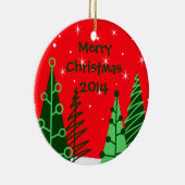 日付を持つカスタムで赤いクリスマスツリーのオーナメント セラミックオーナメント (右)
