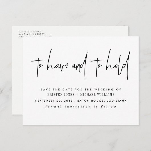 日付を救うことを持つためそして握るため 案内ポストカード (正面/裏面)