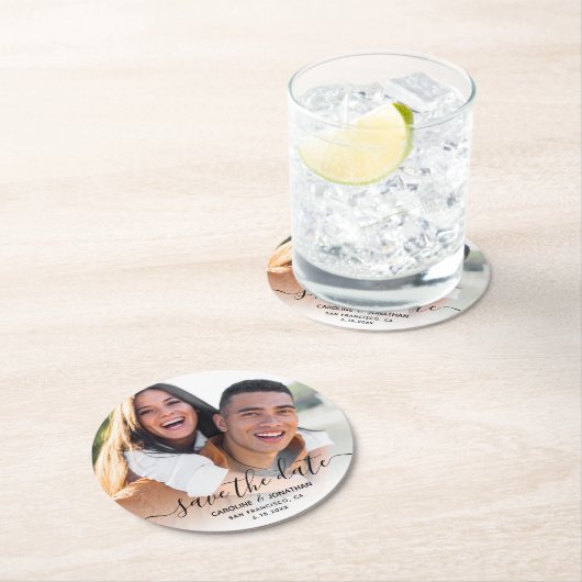 日付を救う結婚式写真台本書道朗さん ラウンドペーパーコースター (インサイチュ)