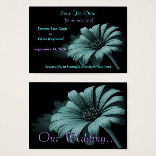 日付を灰色の青で保存デイジー (正面&裏面)