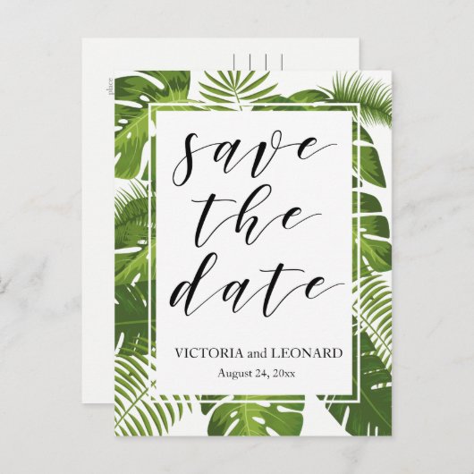 日付を熱帯で保存 | の結婚はがき 案内ポストカード (正面/裏面)