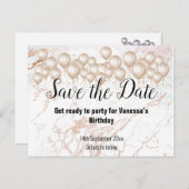 日付を白大理石のバルーンに保存 案内ポストカード (正面/裏面)