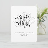 日付を白黒でタイポグラフィ エレガント セーブザデート (スタンド正面)