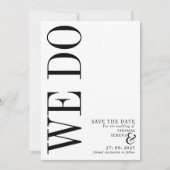 日付を白黒で保存はっきりしたタイポグラフィ 招待状 (正面)