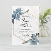 日付を砂埃の多い青結婚で保存 招待状 (スタンド正面)