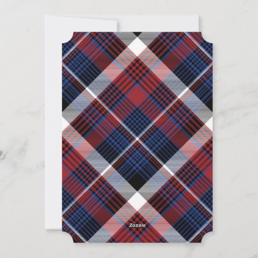 日付を素朴保存する季節の青いギンガムタータンチェック シーズンカード (裏面)