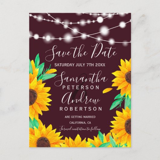 日付を素朴節約する赤いひも灯 案内ポストカード (正面)