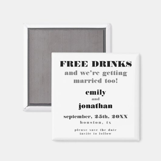 日付を結婚した保存すおもしろいる無料ドリンク マグネット (正面/裏面)