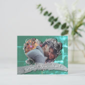 日付を結婚ハート枠+写真で保存 ポストカード (スタンド正面)