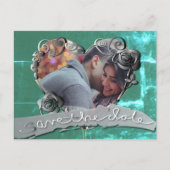 日付を結婚ハート枠+写真で保存 ポストカード (正面)