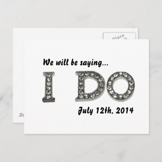 日付を結婚保きらきら光る存する招待状 案内ポストカード (正面/裏面)