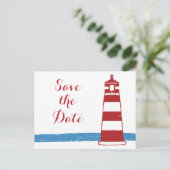 日付を航海の保存ライトハウスレッドブルー結婚ズ 案内ポストカード (スタンド正面)