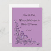 日付を華美保存するラベンダー 案内ポストカード (正面/裏面)