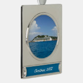 日付を記入されるカリブのなカスタムの自由 シルバープレートバナーオーナメント (右)