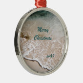 日付を記入されるビーチのウェーブレット メタルオーナメント (右)