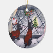 日付を記入されるヴィンテージのクリスマスのスコッチテリアの子犬のカスタム セラミックオーナメント (左)