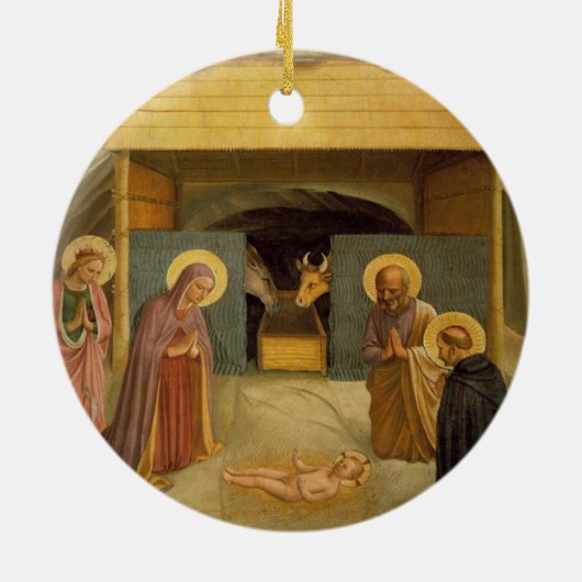 日付を記入される出生のファインアートの宗教カスタム セラミックオーナメント (裏面)