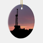 日付を記入される石油開発の装備|の紫色のオレンジ日没 セラミックオーナメント (右)