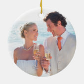 日付を記入される素朴な国のWoodgrain記念日 セラミックオーナメント (裏面)