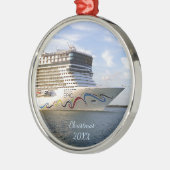 日付を記入される飾られた遊航船の弓 メタルオーナメント (左)