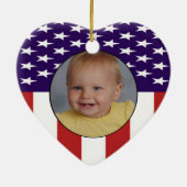 日付を記入されるBabysの愛国心が強い第1クリスマスのカスタムな写真 セラミックオーナメント (裏面)