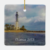 日付を記入されるHillsboroの入口ライト正方形 セラミックオーナメント (裏面)