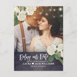 日付を遅延エレガントな結婚延期の写真 案内ポストカード