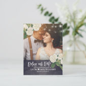 日付を遅延エレガントな結婚延期の写真 案内ポストカード (スタンド正面)