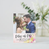 日付を遅延エレガントな結婚延期の写真 案内ポストカード (スタンド正面)