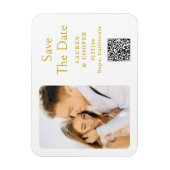 日付を金ゴールド白スタイリッシュをモダン結婚保存 マグネット (縦)