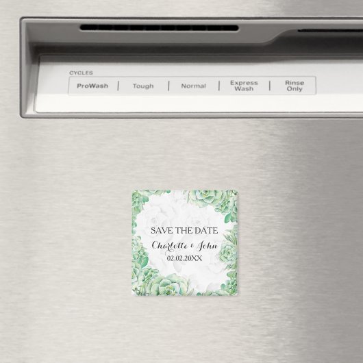 日付を除く水色の多肉性の結婚式 マグネット (インサイチュ (食洗機))