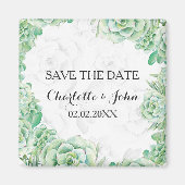 日付を除く水色の多肉性の結婚式 マグネット (正面)