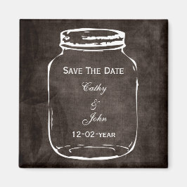 日付を除く素朴なメイソン・ジャー・ウェディング マグネット