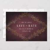 日付を除く金箔金ゴールドブルゴーニュの植物学 セーブザデート (正面/裏面)