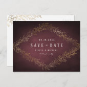 日付を除く金箔金ゴールドブルゴーニュの植物学 案内ポストカード (正面/裏面)