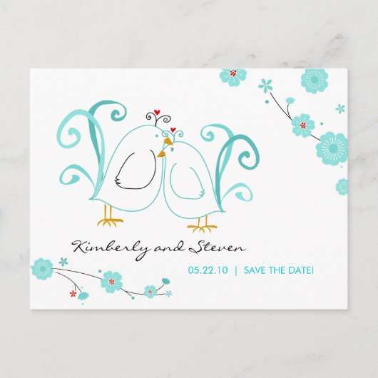 日付を除く青いロブバード 案内ポストカード (正面)