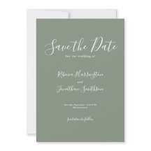 日付を除ミニマルくオリーブ緑の結婚式