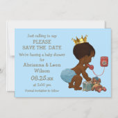 日付を電話のグレーブルーでエスニックプリンスを保存 マグネット招待状 (正面)