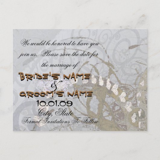 日付を青と茶色のハートで保存 案内ポストカード (裏面)