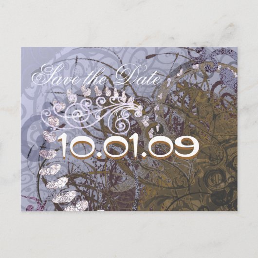 日付を青と茶色のハートで保存 案内ポストカード (正面)