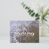 日付を青と茶色のハートで保存 案内ポストカード (スタンド正面)