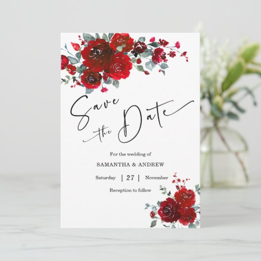 日付を黒と赤で保存 招待状 (スタンド正面)