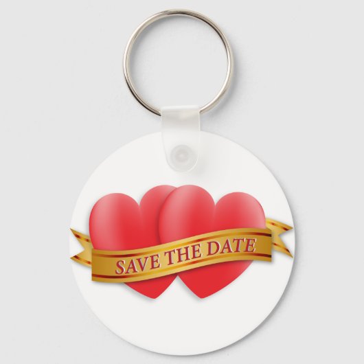 日付を2つのハートで保存 キーホルダー (正面)